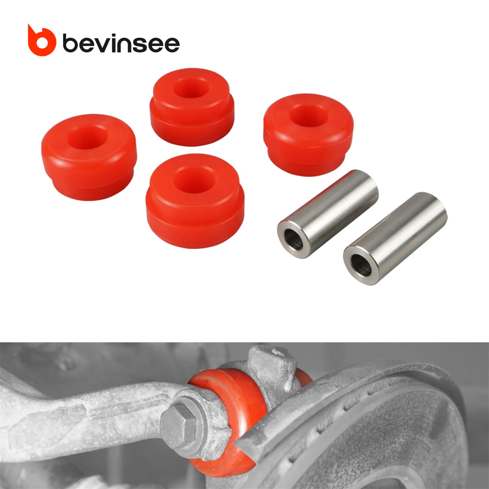 BEVINSEE 80A Polyurethane Rear Outer Upper Control Arm Bushing for BMW E46 E36 E85 E86 E89, Adjustable Camber Bushing Kit