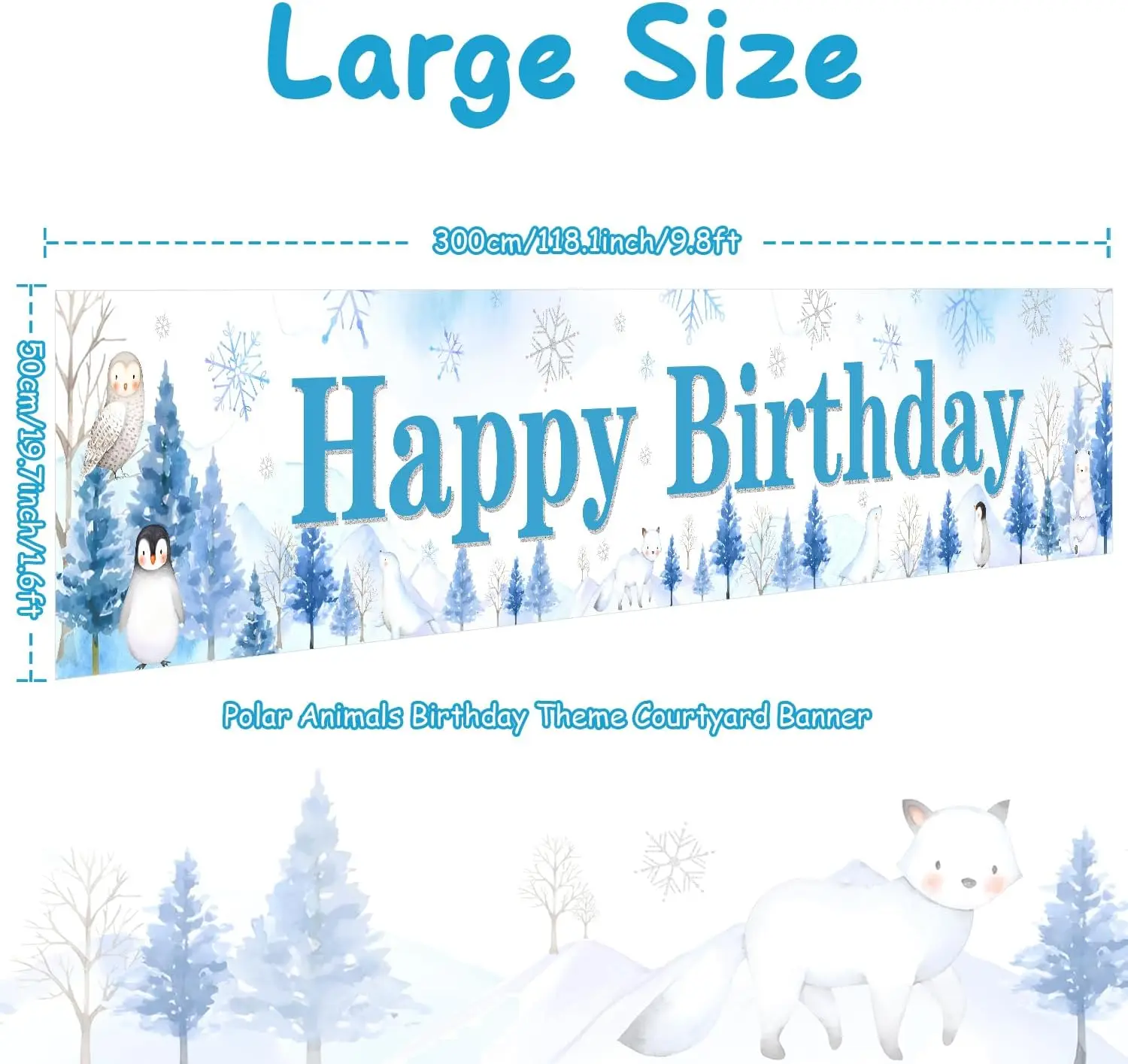 Kreatwow-Polar Animal Birthday Yard Banner, Blue Winter Party Decorations, Penguins Seals, Courtyard, Baby Shower Supplies