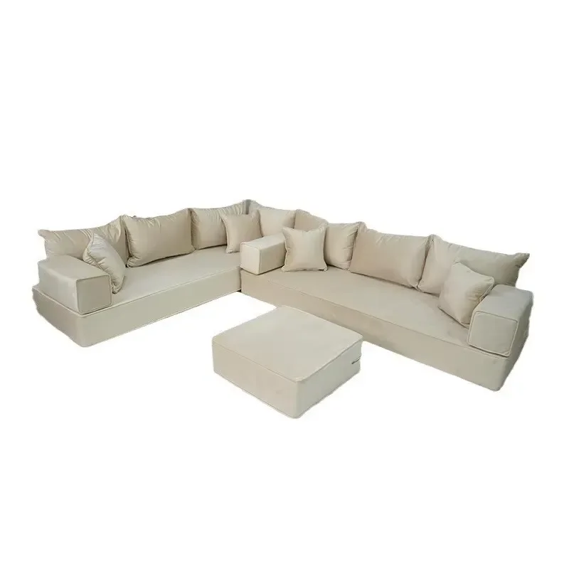 for L-Margis Floor to Floor Sofa Bed Modular Arabian Moroccan Cushion Seat CertiPUR-US Velvet Multipurpose Sofa