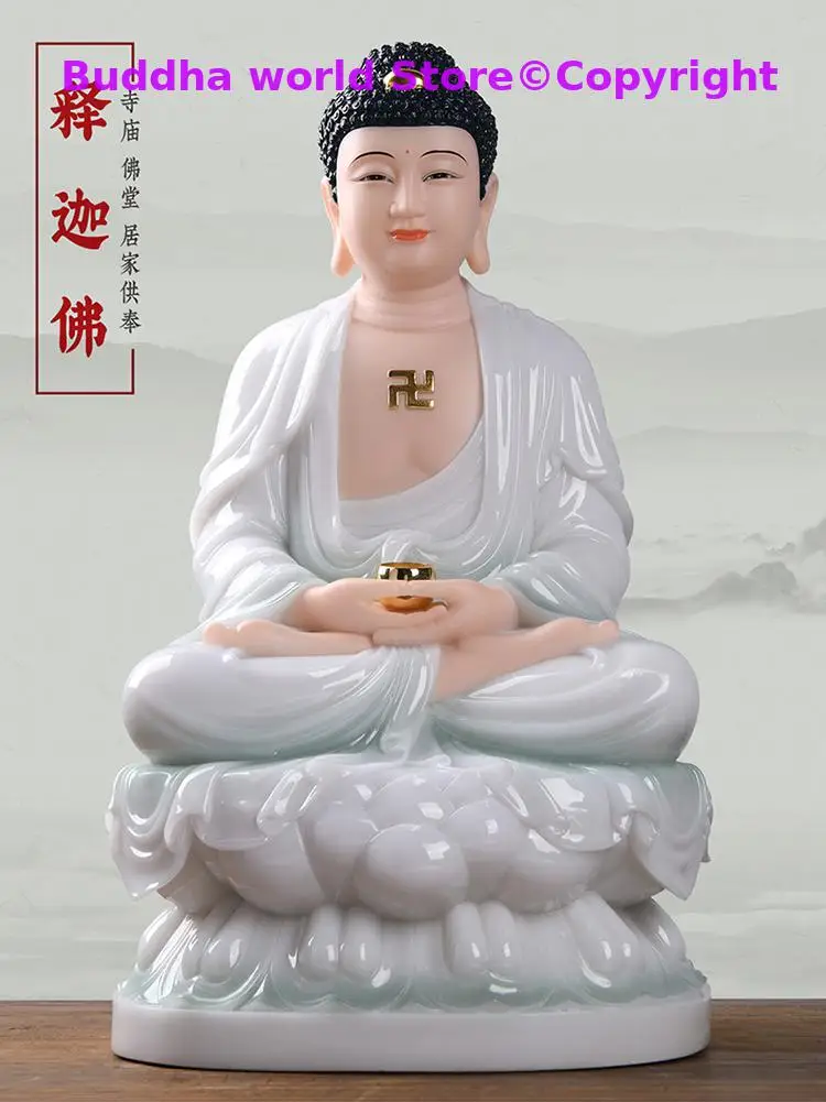 High grade jade Shakyamuni Buddha statue Southeast Asia HOME temple Shrine protection Buddhism Worship Amitayus Buddha statue