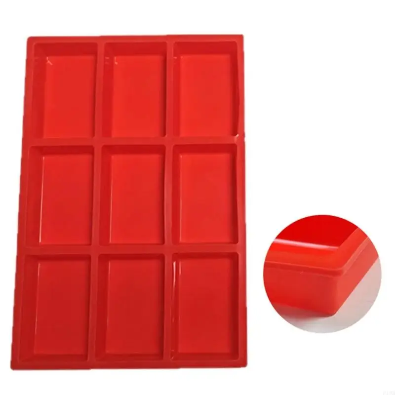 F19B 9 Piece Rectangular Dessert Silicone Molds for Various Creation Easy Releases Durable Kitchen Baking Accessory