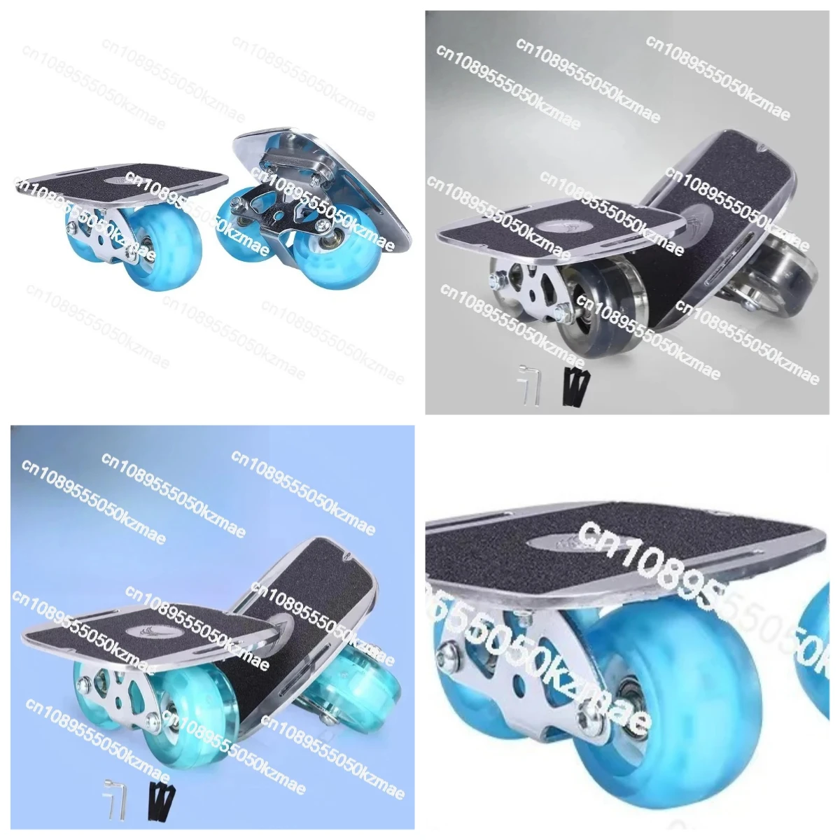 Extreme Split Skateboards |Drift Roller Boards with Flash Wheels, Silver Aluminum Aluminum Material