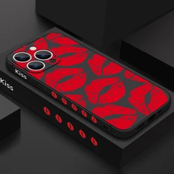 Luxury Red Lips Pattern Phone Case For iPhone 15 Pro Max Coque Multi-Color Silicone Cover For iPhone 14 Pro Max 13 12 11 16 16e