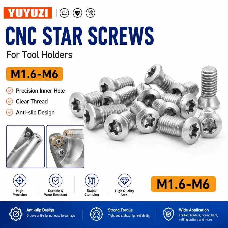 10-50PCS M2 M2.5 M3 M3.5 M4 M5 M6 Torx Screws for Carbide Inserts CNC Lathe Turning Tool Holders 12.9 Grade Torx Screws