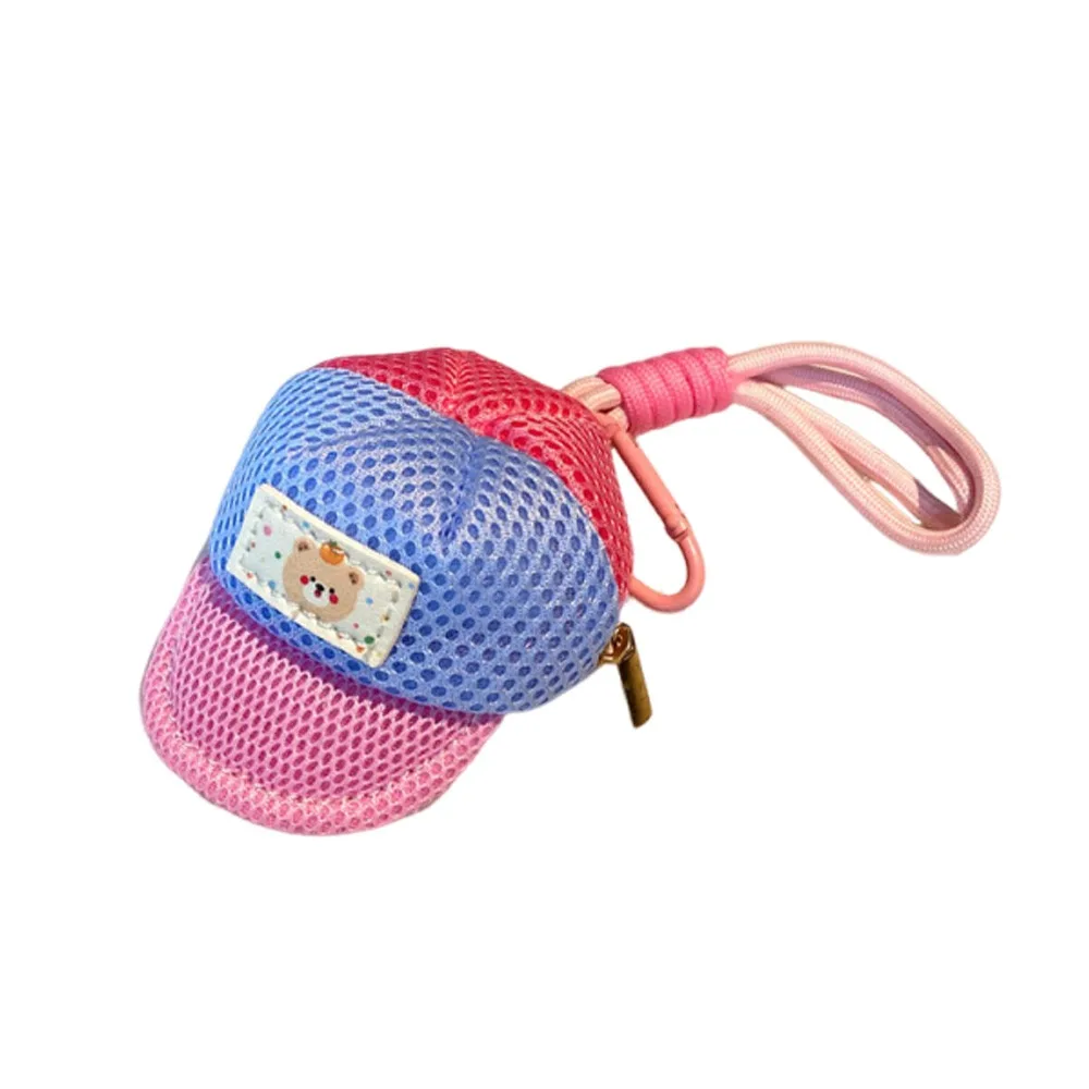 Creative Hat Shape Coin Purse Multifunctional Portable Headphone Bag Handle Rope Dopamine-colored Storage Bag Multi-Purpose Use