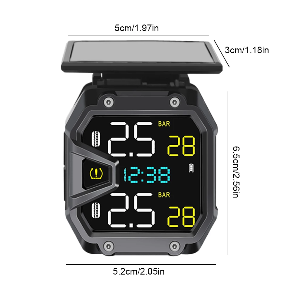 Monitor de presión de aire para bicicleta, energía Solar TPMS para motocicleta, resistente al calor, Detector inalámbrico de presión de neumáticos, herramientas con Sensor de presión de aire