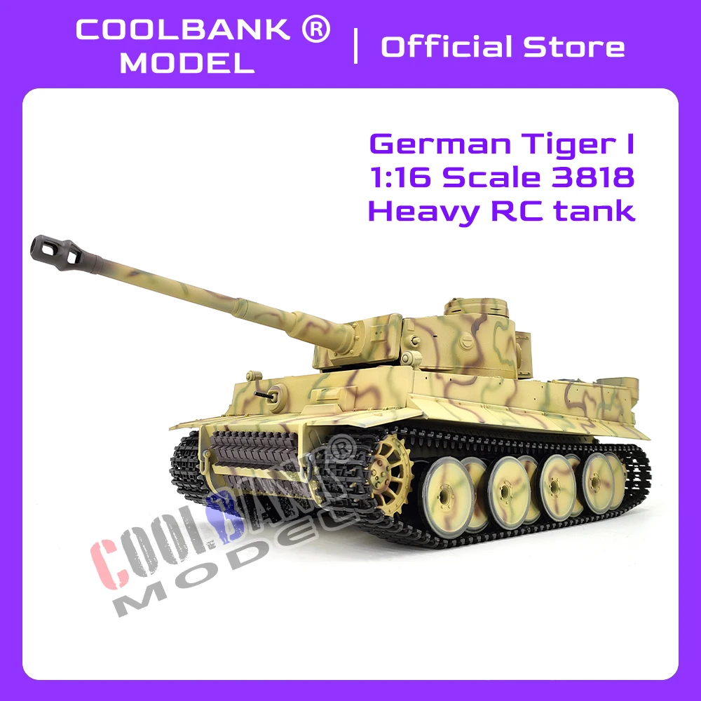 

COOLBANK RC Tanks 1:16 German Tiger I Battle RC Tank 2.4Ghz Military Shooting BB Smoke Remote Control Tank Model Henglong 3818-1