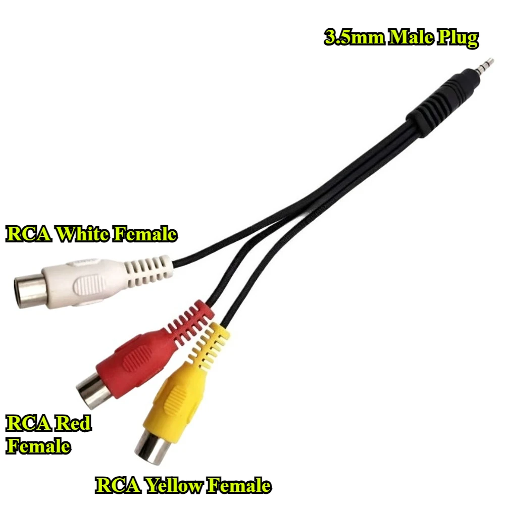 1/3/5Pcs/lot 3.5mm 1 Male Plug to RCA 3 Female head Adapter High Quality Audio Video AV Cable Wire Cord 15cm 30cm
