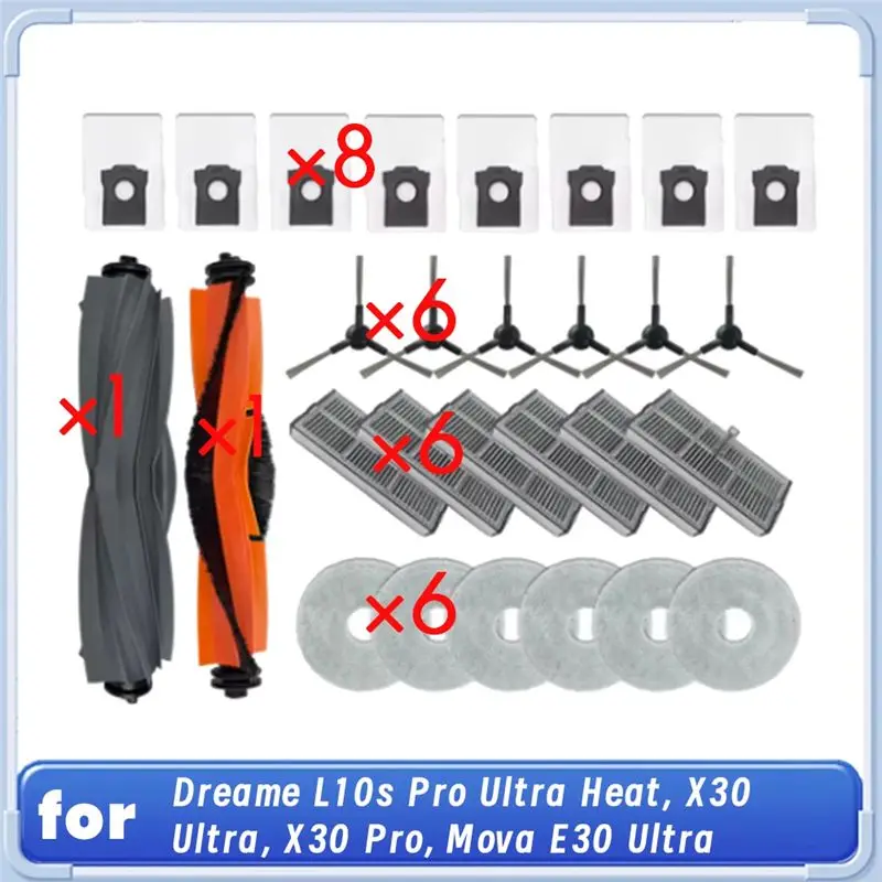

ABUL-28 Pcs For Dreame L10s Pro Ultra Heat/X30 Ultra/X30 Pro/Mova E30 Ultra Robot Vacuum Cleaner Sweeper Accessories