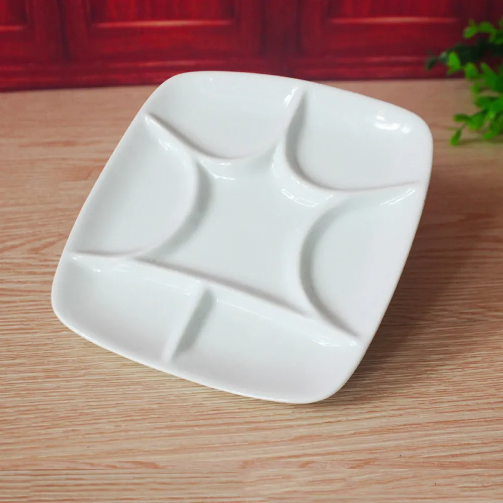 White Ceramic Square Palette 6Inch 7 Wells Artist Tray for Watercolor Gouache Acrylic Oil Painting Craft Projects Sorting Kid