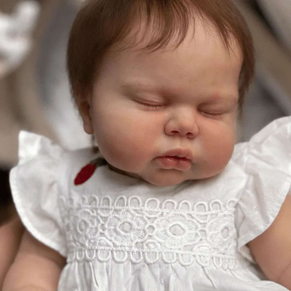 BZDOLL Handmade 50CM Asleep Reborn Baby Doll with Cloth Body Collectible Realistic Fine Rooted Hair, Great for Kids Role Playing
