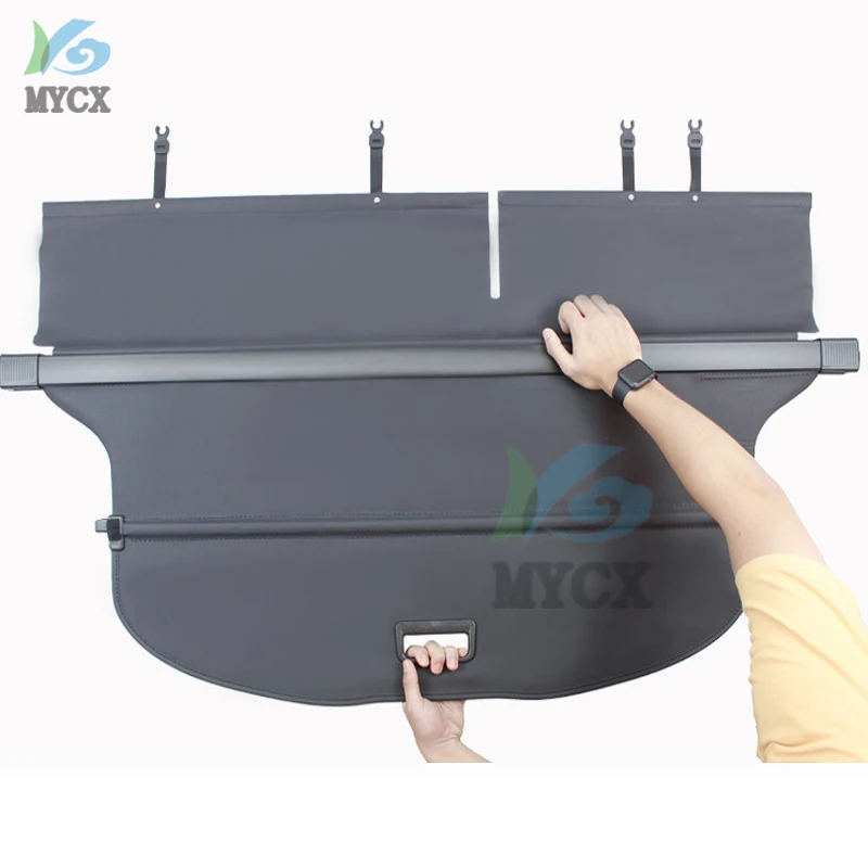 

Aluminum Canvas Black Rear Cargo Cover For Jeep Cherokee 2014-2018 2019-2021 Trunk Shade Rear Parcel Shelf Cargo Cover
