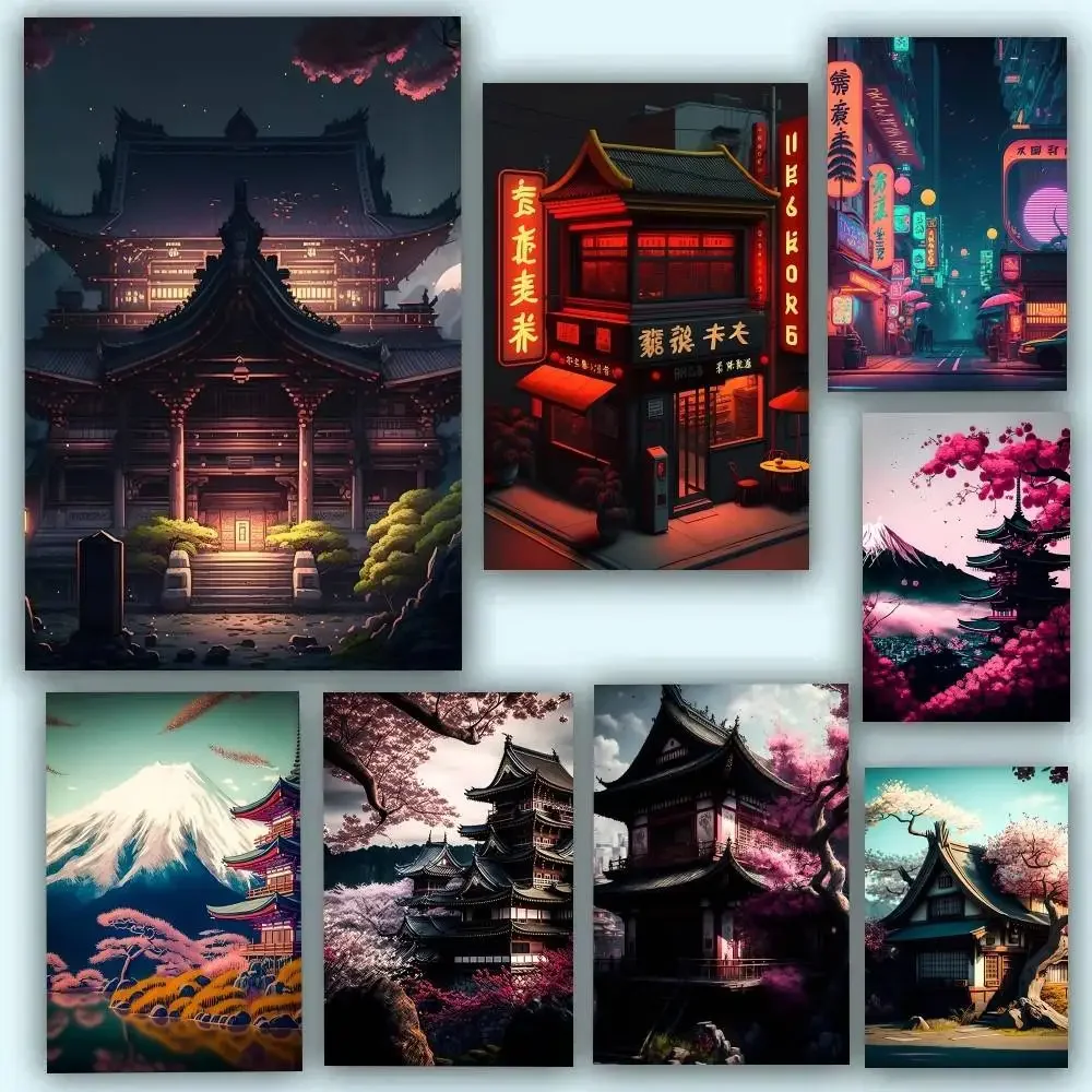 Pop Neon Japan Tokyo Urban Landscape Poster Waterproof Wall Art Sticker For Bar Vintage Room Decor High Quality Print Gift
