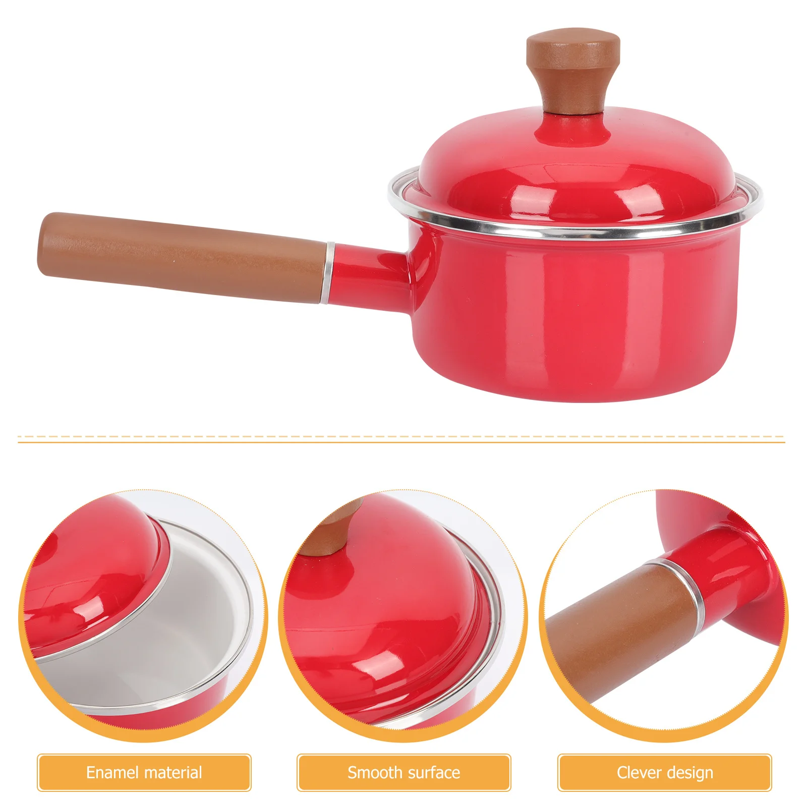 

Enamel Milk Pot Heat Resistant Ergonomic Handle Safe Practical for Food Cooking Home Kitchen Gadget