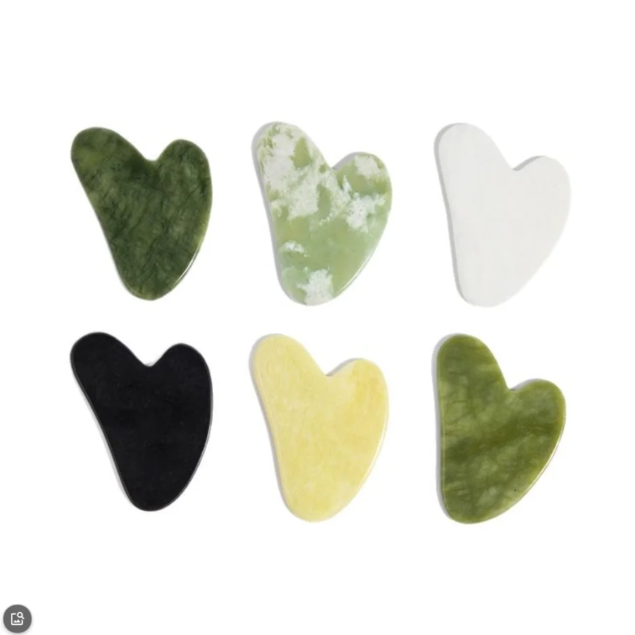 Thickened Jade Heart Shaped Gua Sha Scraping Board for Facial Body Massage and Lifting Physiotherapy Tool