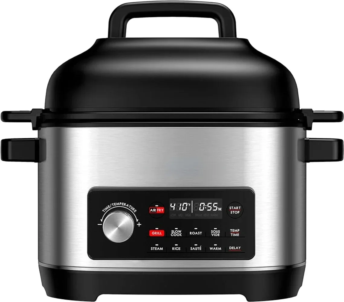 Hot Sales8-in-1 Multi Cooker With Air Fry, Sous Vide, Rice, Sauté, Slow Cook, Steam,Roast, & Grill - Removable 8 QT Cooking Bowl