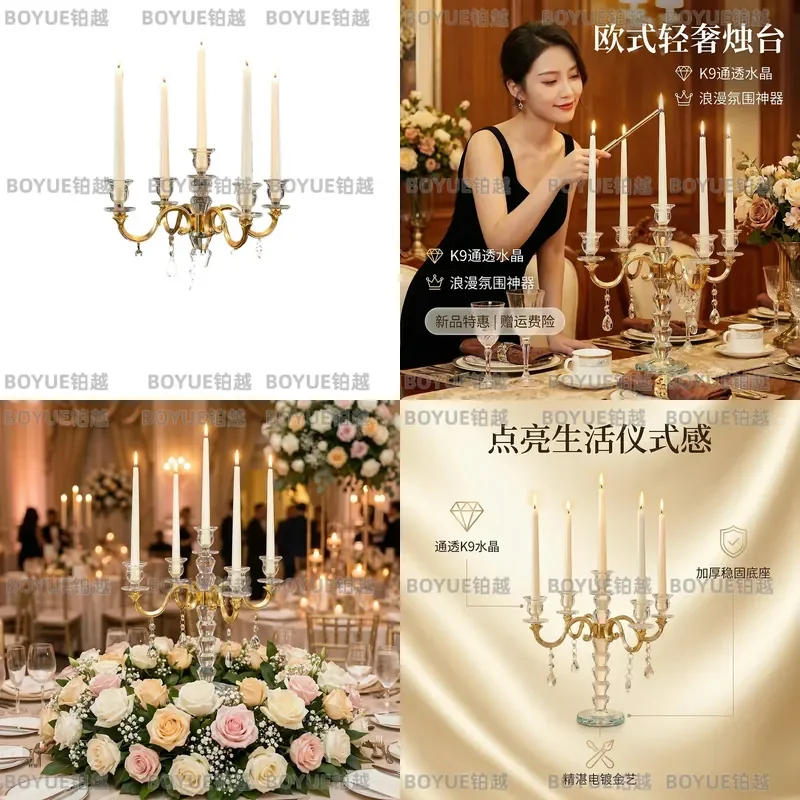 Luxury Crystal Diamond Candle Holder Glass Tealight Stand Elegant European Wedding Centerpiece Table Decor Romantic Home