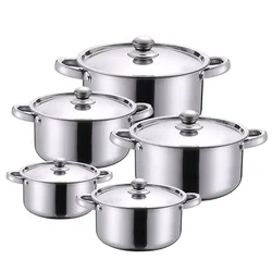 5PCS Stainless Steel Pot High Grade Practical Soup Pot Creative Gifts Cooking Pot Kichen Cookware Set
