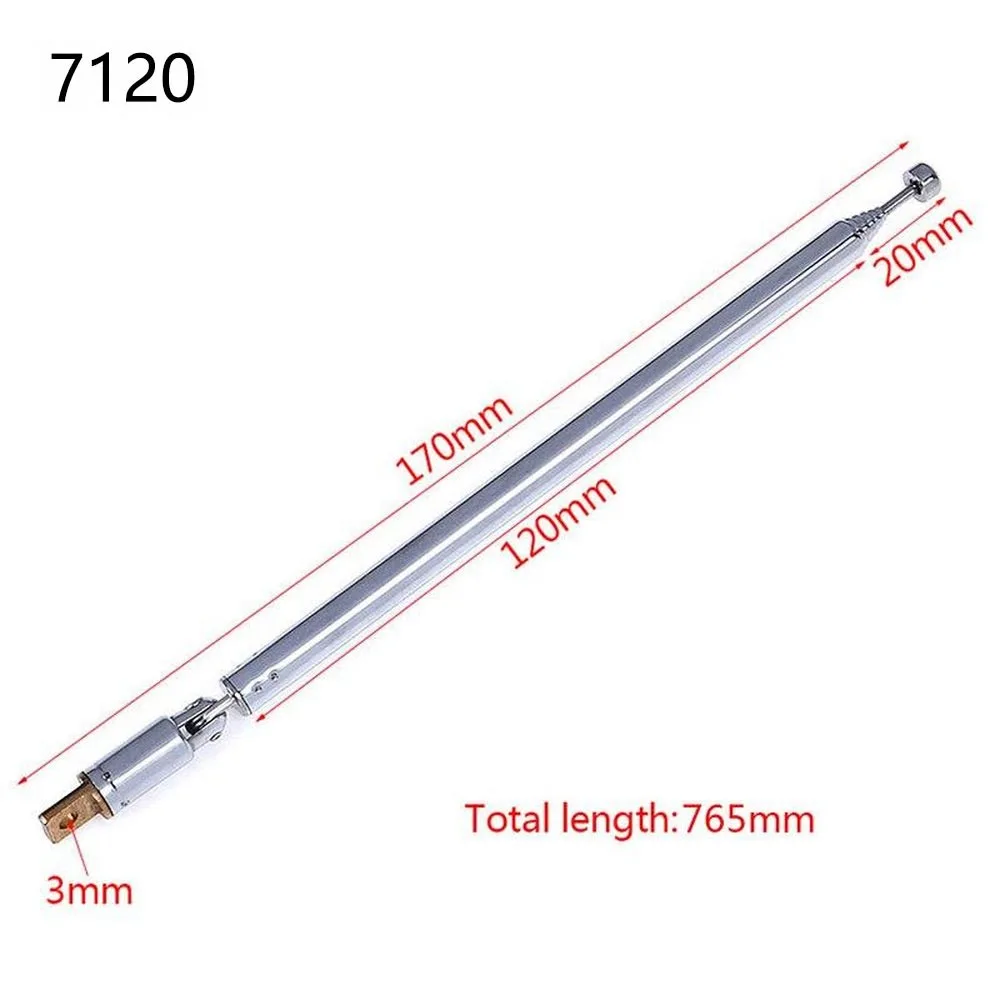 1Pcs 7104 7120 Telescopic Antenna 7 Sections Rotatable Antenna Rod Full Frequency Metal Radio TV Antenna