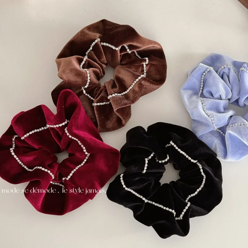 שרשרת רינסטון עדינה רטרו קטיפה מעיים גדולים טבעת שיער עדינה טבעת שיער עדינה טבעת שיער עדין גדולה.