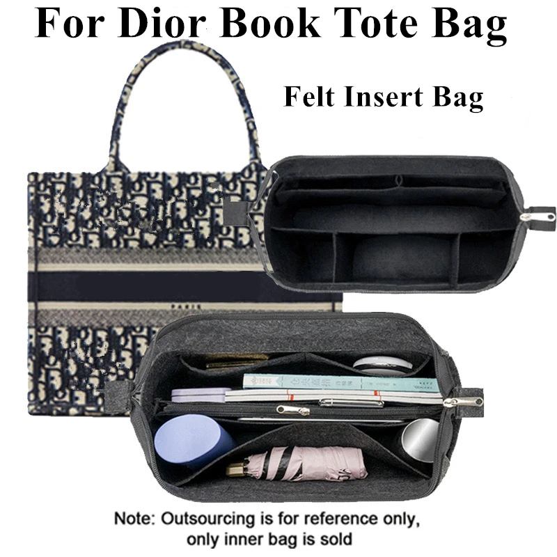 Large Capacity Felt Liner Organizer Storage For Dior Book Tote Handbag Portable Small Makeup Bag Anti Wear Accessories