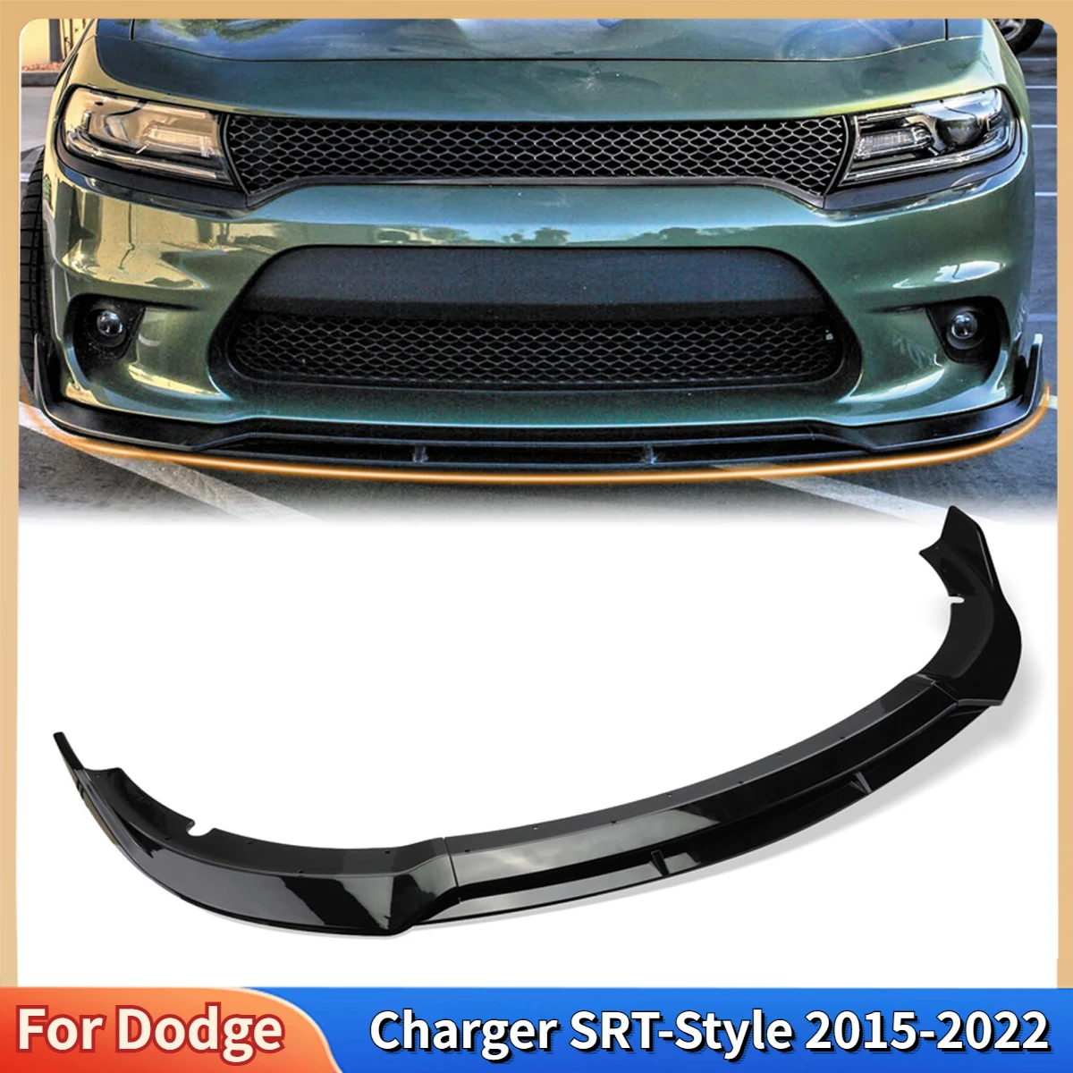 For Dodge Charger SRT-Style 2015-2022 4Pieces Front Bumper Lip Splitter Spoiler Air Chin Body Kits Accessories Tuning Auto Parts