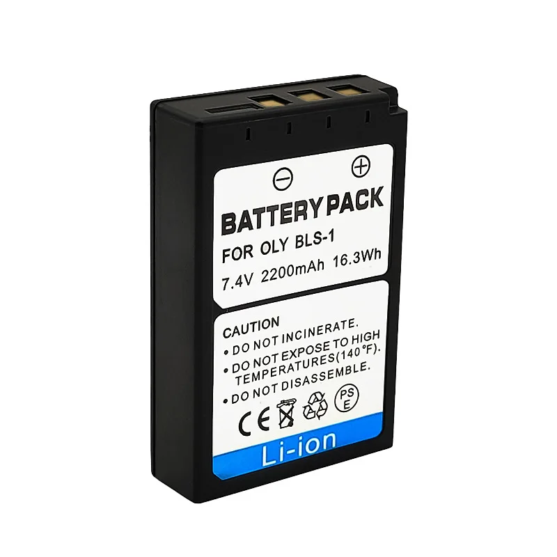 7.4V 2200mAh 16.3wh BLS1 High-Quality Camera Battery for OLYMPUS EVOLT E-400 E-410 E-420 E-450 E-620 E-P1