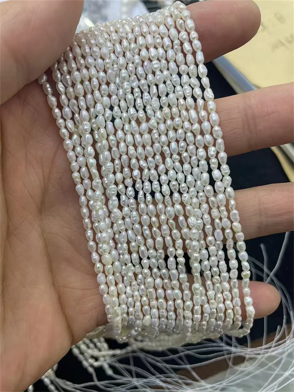 100% Natural Freshwater Pearl 1-4A Beads Rice Shape Punch Loose Beads for Jewelry Making DIY Necklace Bracelet