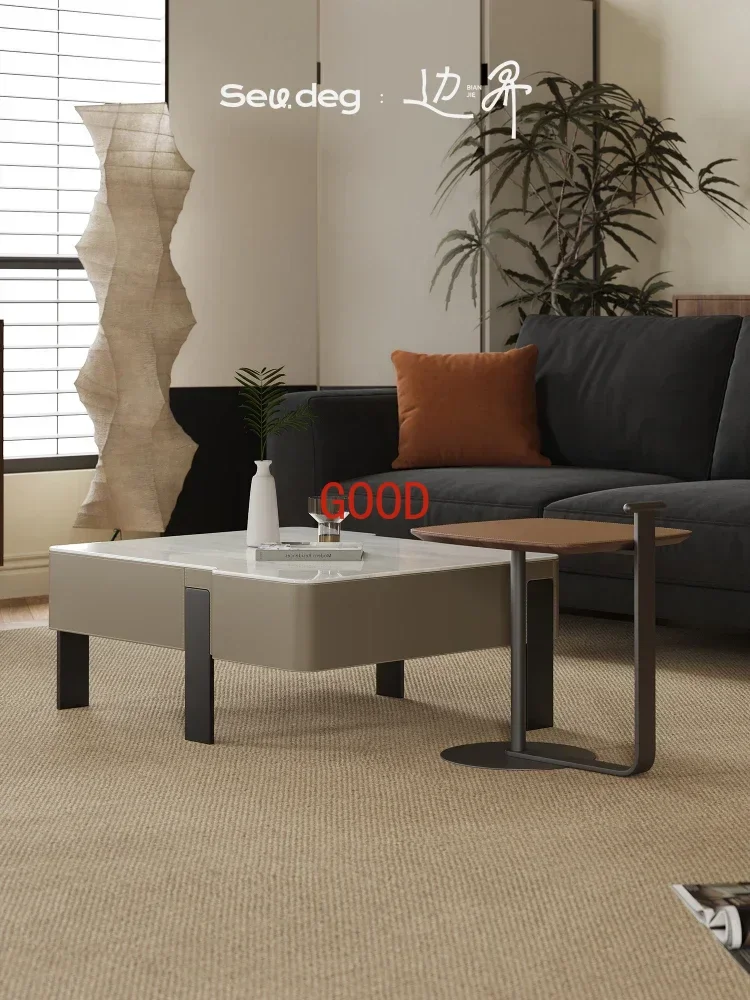 Living Room Simple Modern Creative Retractable Saddle Leather Tea Table