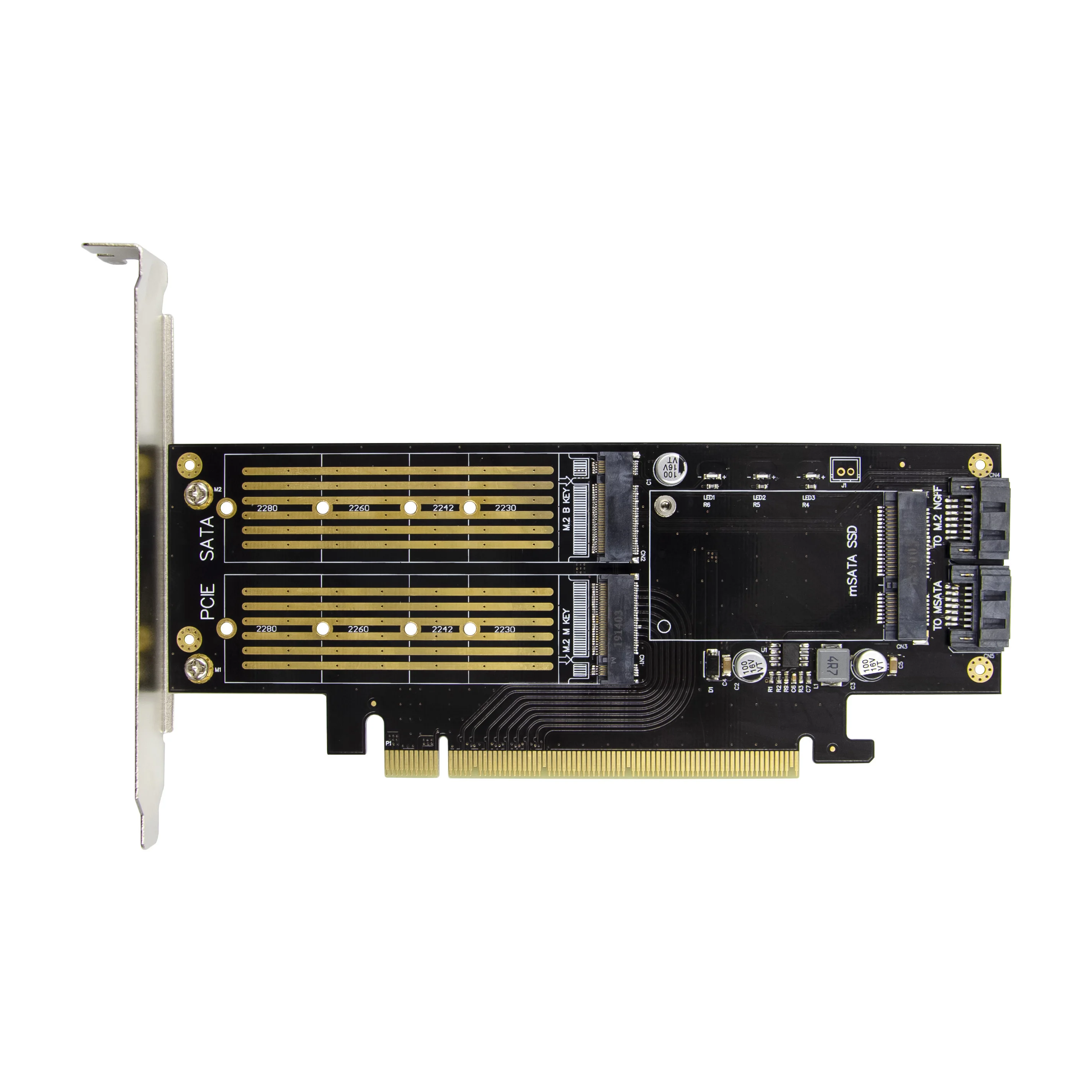 Sunweit ST533 Factory OEM PCIE X16 32GT/S MSATA M.2 B Key M Key NVMe M.2 PCIe SSD Riser Card