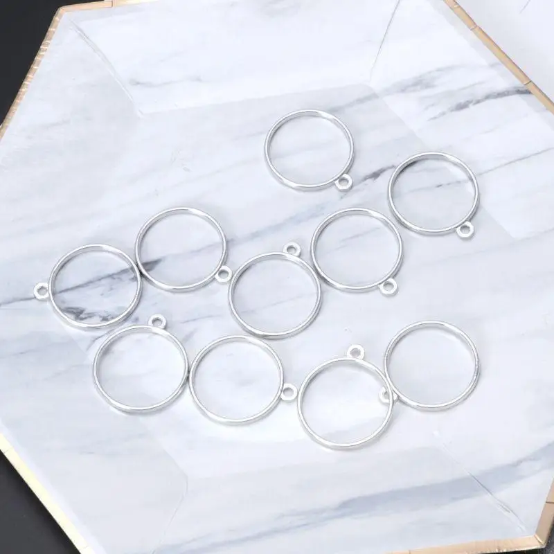 L4me 10 pcs colgante redondo marco en blanco resina bandejas bisel resina para hacer joyas bricolaje