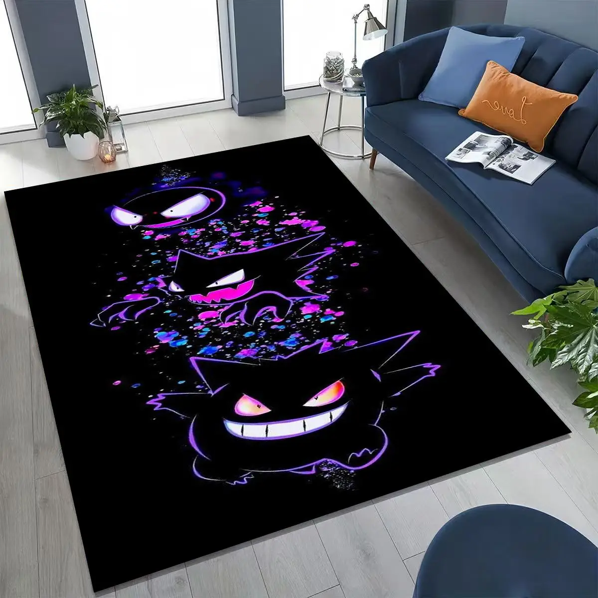

27 Style Gengar Pokemon Cartoon Rug for Bedroom Living Room Sofa Home Doormat Decor, Large Kids Play Non-slip Floor Mat Gift