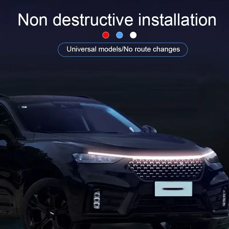 DRL Car Engine Hood Lights For Haval jolion 2023 h6 h2 hev h5 h9  Flexible LED Strips Welcome light Auto Scan Starting