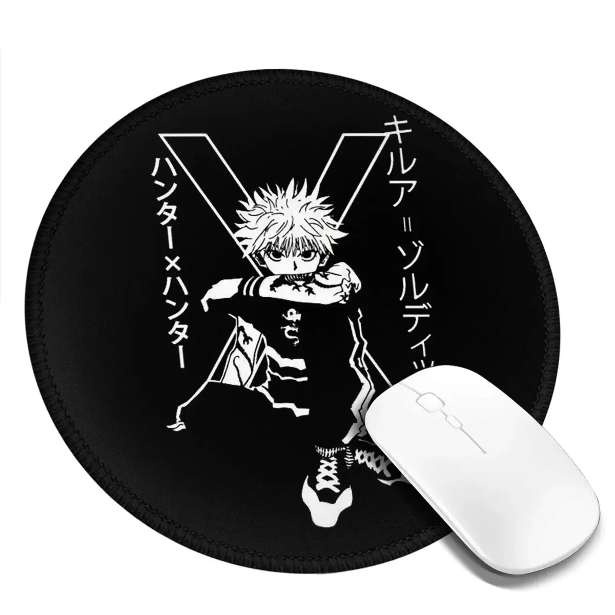 Killua Zoldyck Anime HXH Hunter X Hunter Rundes Mauspad, Computer-Tastatur-Mauspad, Gaming-Laptop-Schreibtischunterlage, Büro-Tischmatten