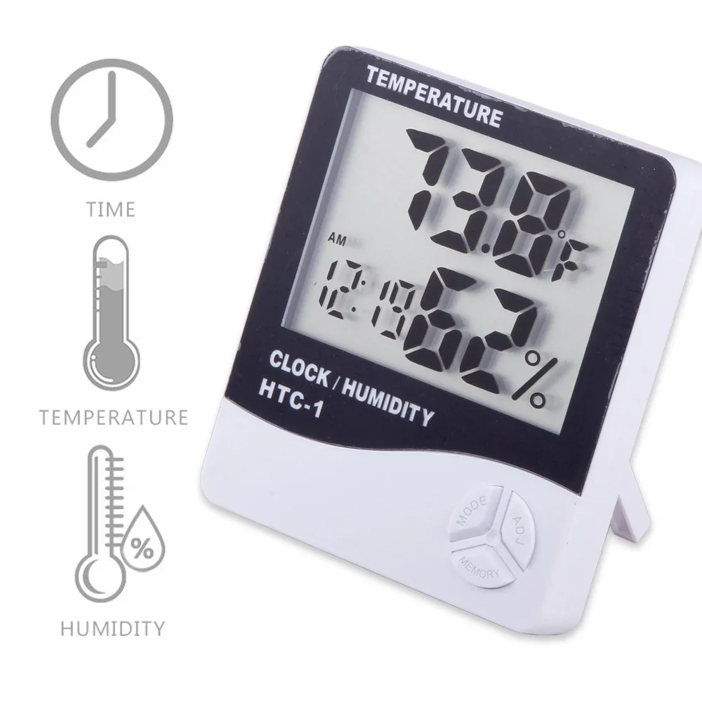 

Eyelash Extension LCD Digital Thermometer Hygrometer Temperature Humidity Tester Weather Station Clock Lash Grafting Makeup Tool