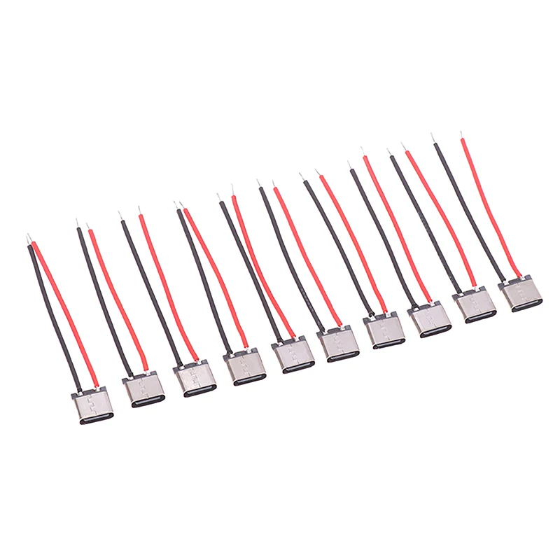 10Pcs USB Type-C 2P Welding Wire Female Connector Cable For Mobile Phone Electric Toothbrush Charging Type-C Female Connector