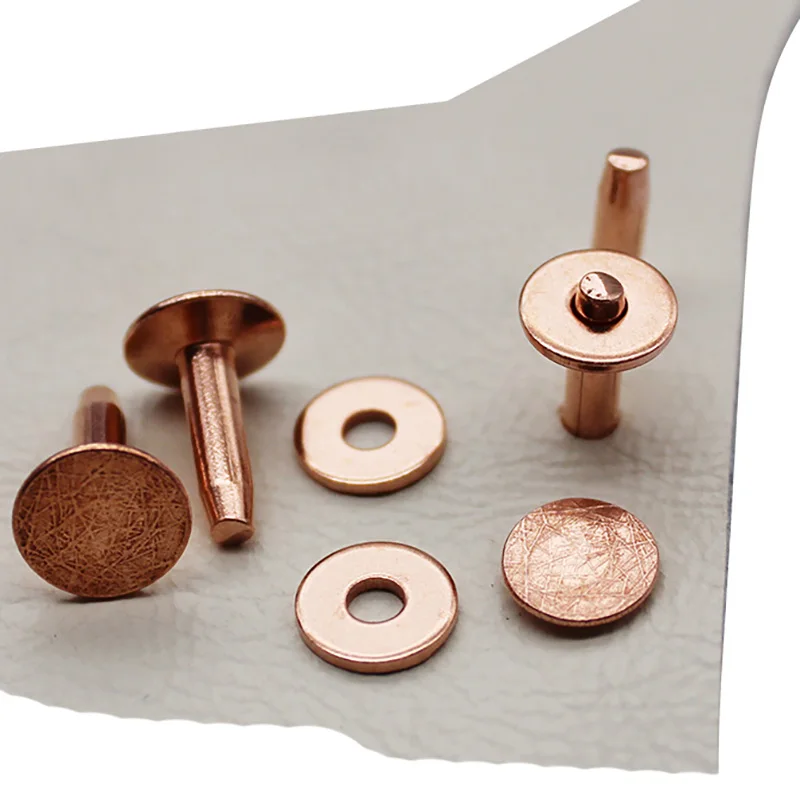 10sets Copper Brass Rivet For Leather With Burrs Washers For DIY