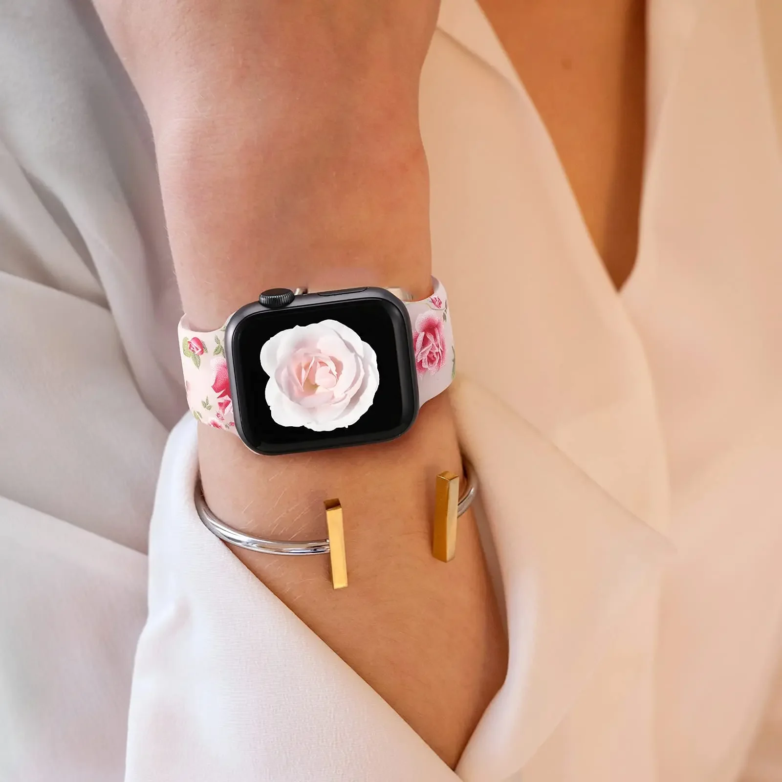 Strap For Apple Watch Band 44mm 40 45 41 38 49 46 42mm Clear Printed Silicone Bracelet iWatch Series 12 11 10 9 8 7 6 5 4 SE