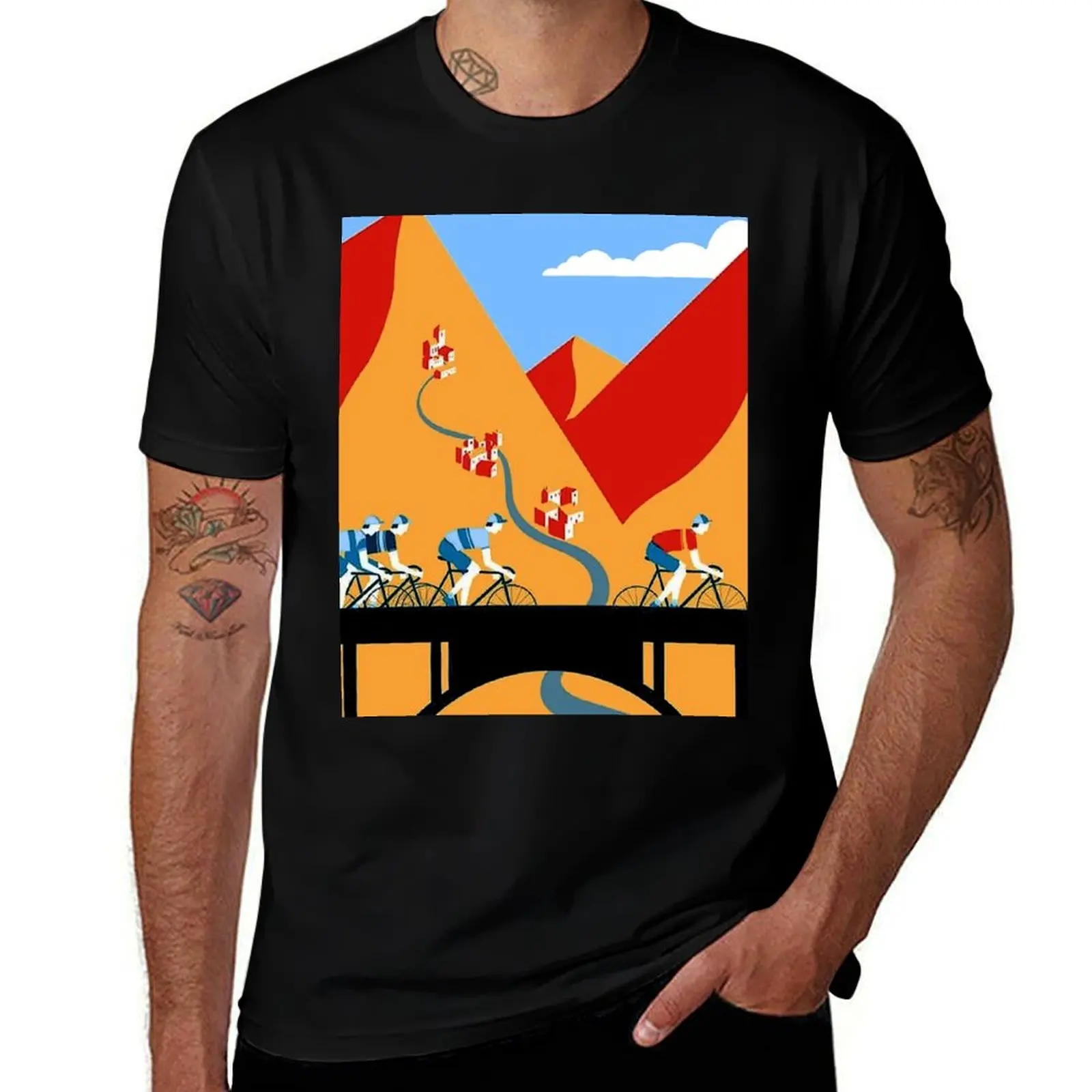 VUELTA A ESPANA : Vintage Bicycle Racing Print T-Shirt Classic Basic Casual T-Shirt