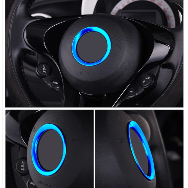 Car Styling Steering Wheel Center Logo Sticker Trim For Smart 453 Fortwo Forfour Stainless Steel Emblem Frame Badge Decor Ring view 5