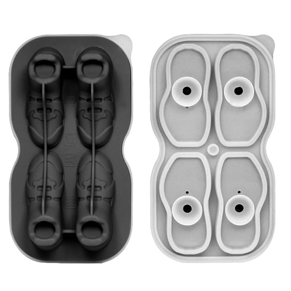 Shoe Ice-Cube Mold 4 Cavity Shoe Shape Ice-Cube Molds Reusable Fun Shape Ice-Cube Tray Easy Silicone Ice Ball Maker B