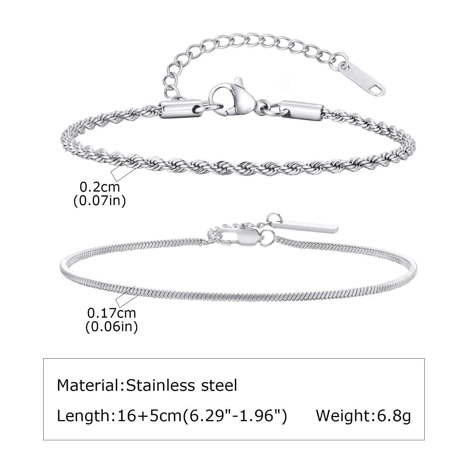 3-teiliges dünnes Kettenarmband für Herren, nie verblassendes verstellbares Armband aus Edelstahl, minimalistisches Hip-Hop-Schmuckgeschenk
