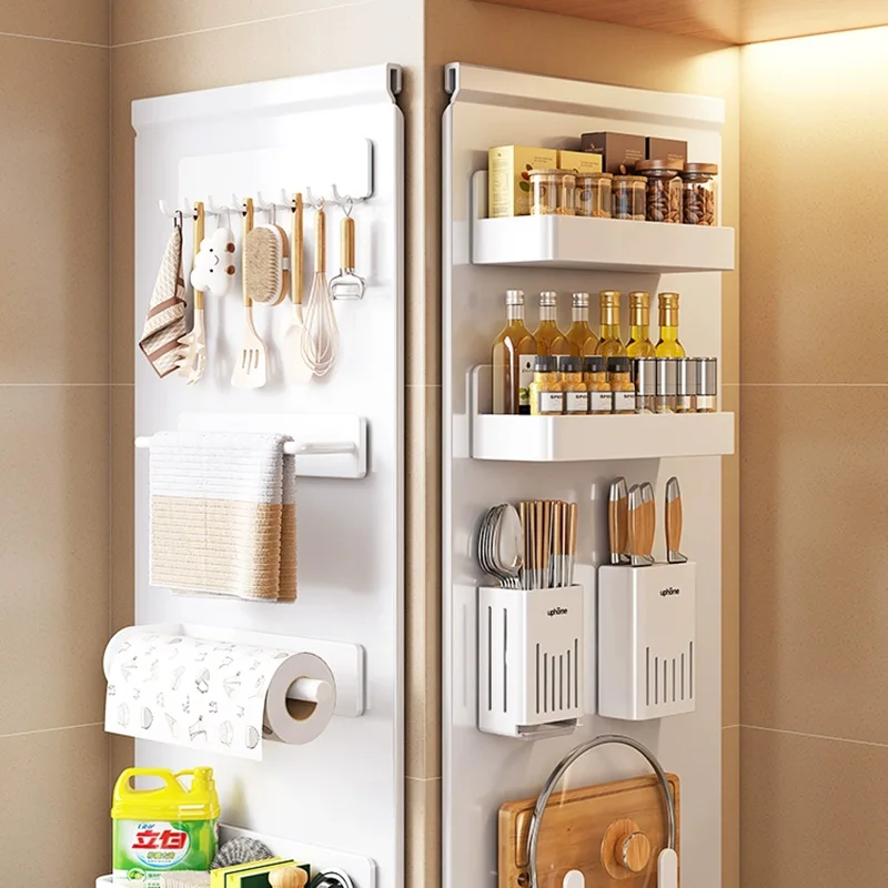 Kitchen perforated board storage rack wall mounted storage rack hook home refrigerator magnetic absorption box metal wall panel