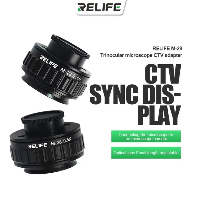 Adapter CTV RELIFE M-28 0,35X / 0,5X do podłączenia trójokularowego mikroskopu stereoskopowego do kamery mikroskopowej