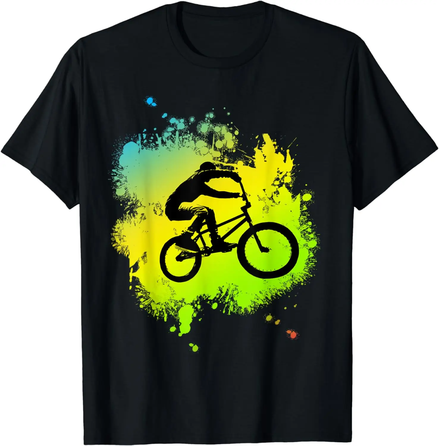 Bmx Colouring Bike with Nice Wheel, Stunts, Pedals & Decks T-Shirt Men Clothing Tops Graphic T Shirts Camisas Streetwear