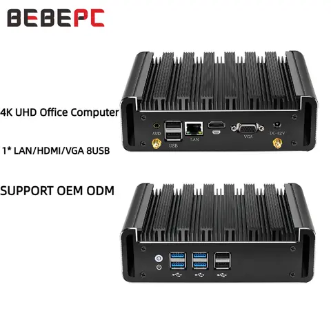 Intel Core I7-5500U I5-5200U I5-4200U I3-5005U Mini PC with 8xUSB 1xHDMI 1xVGA Support WiFi Pfsense Linux Computer Win10 Ready