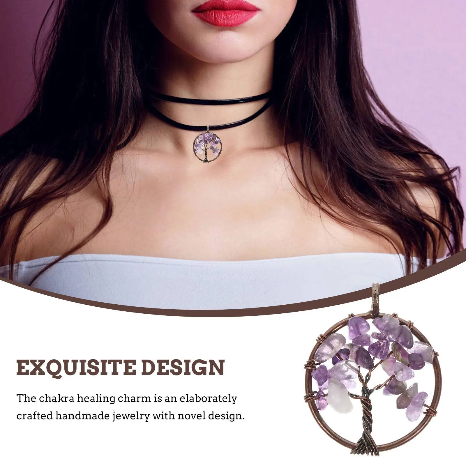 

8Pcs Life Tree Pendant Charms Gemstone Chakra Crystal Healing Jewelry Charms for Necklace Making Jewelry Tree of Life Charm