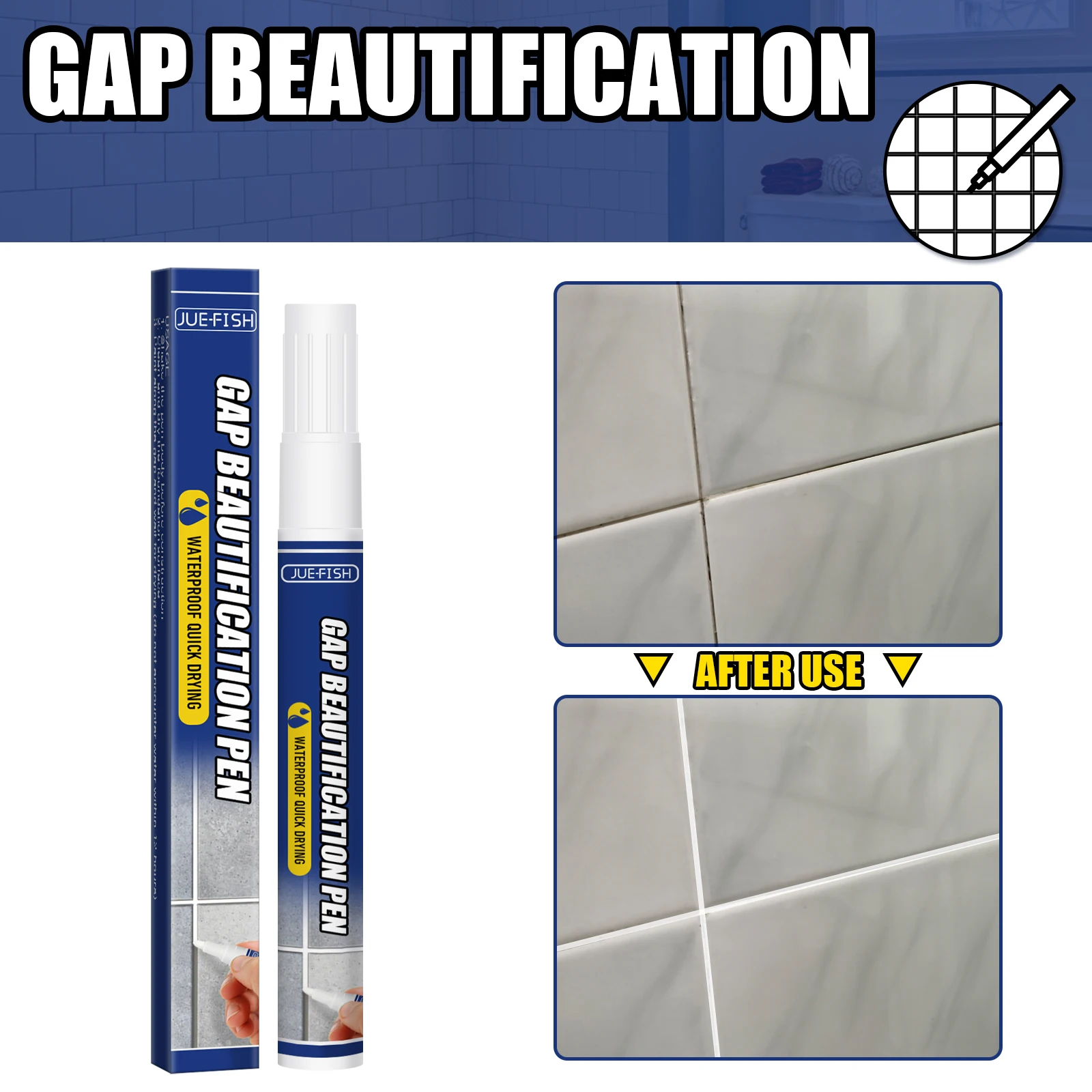 1pc Tile Grout Pen Waterproof Tile Marker Grout Pen Seam Filler Repair White Caulk Bathroom Porcelain Mouldproof Cleaner Agents