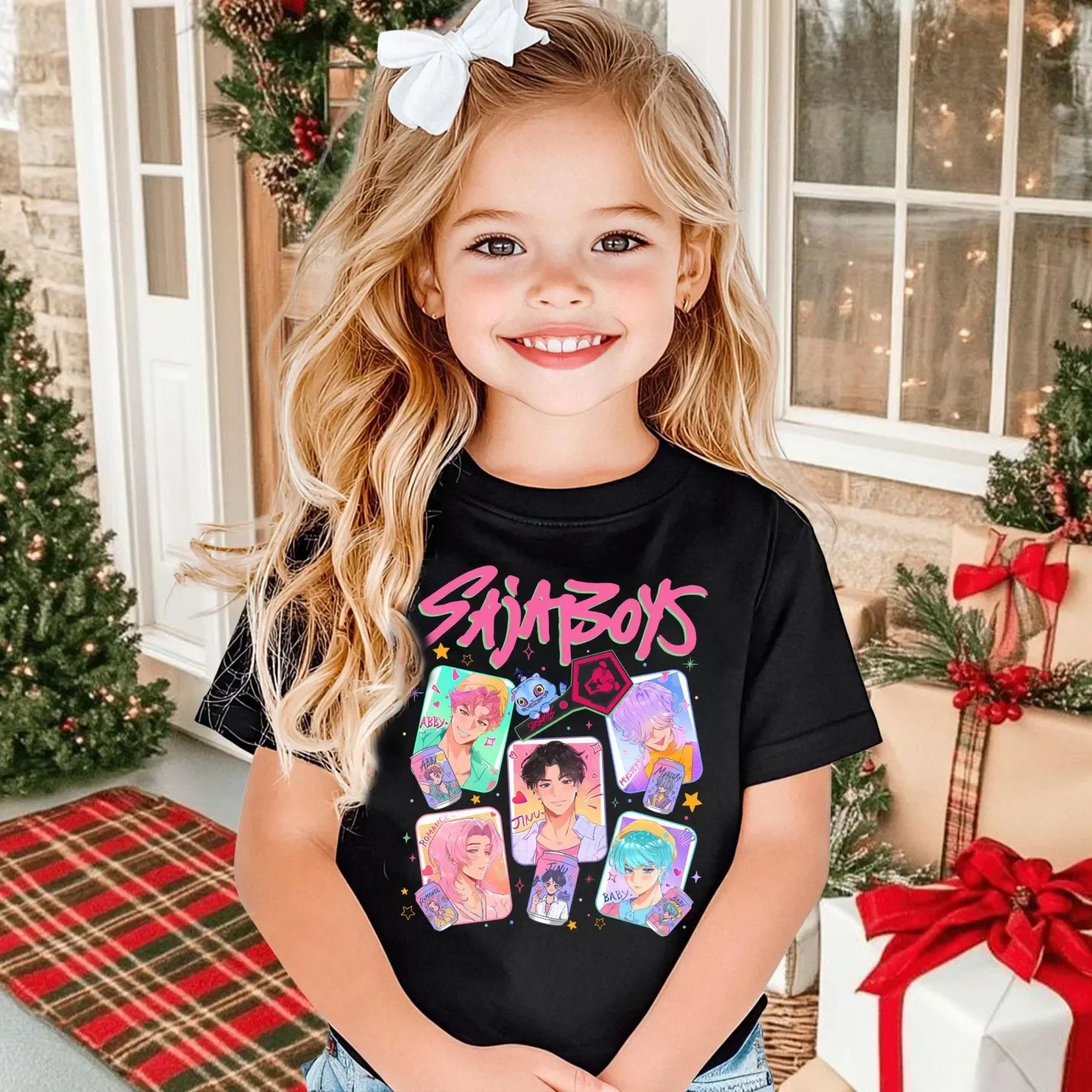 

Saja Boys 100% Cotton T-Shirts for Boys and Girls Derpy T-Shirts Jinu T-Shirts Christmas Gifts