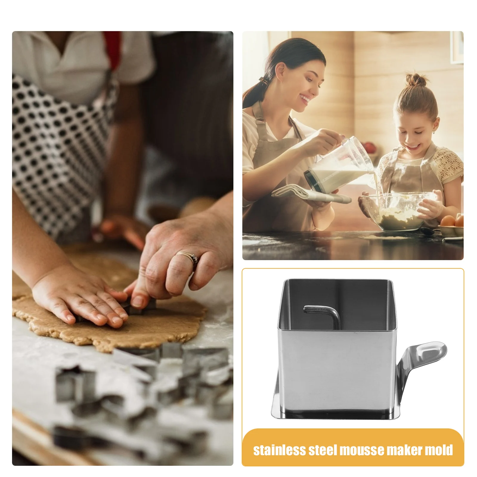 

DIY Rice Ball Mold Stainless Steel Mousse Cake Maker Sushi Mold Kids Square Biscuit Pastry Tools Kitchen Accessories
